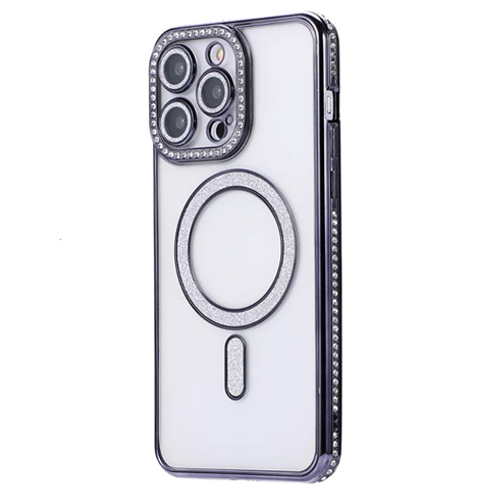 Premium Clear BLING BLING Magsafe Design Case for Apple iPhone 17 Pro - Black